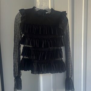 Rebecca Minkoff Elegant Black Ruffle Blouse